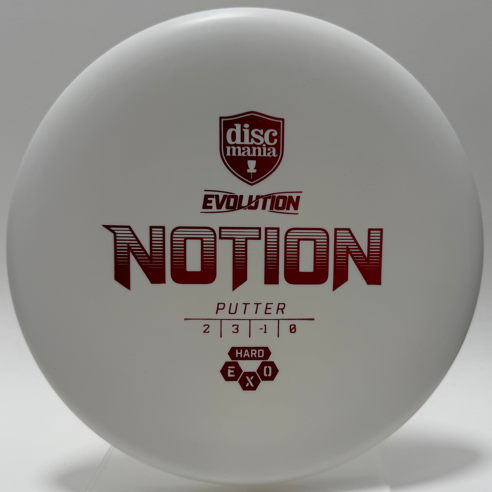 Discmania Evolution Notion putter disc on a white background